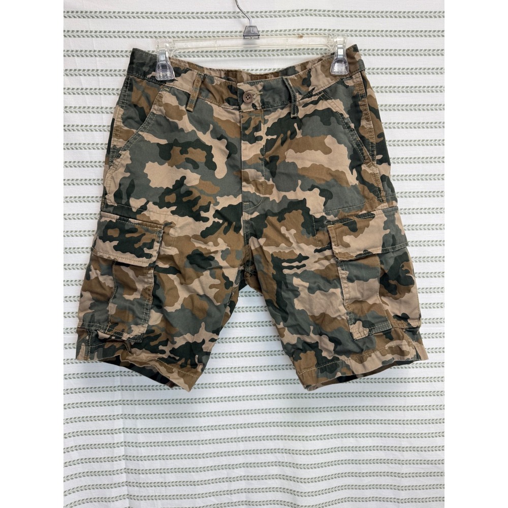 Levi Mens Cargo Shorts Woodland Camouflage Utility Straight Leg Cotton Size 29
